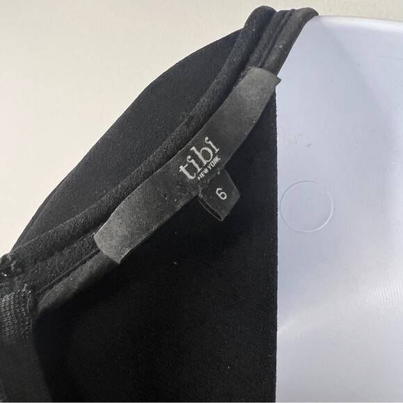 Tibi New York Tan Black Color Block Shift Dress Size 6 Long Sleeve Camel‎ - Picture 10 of 11